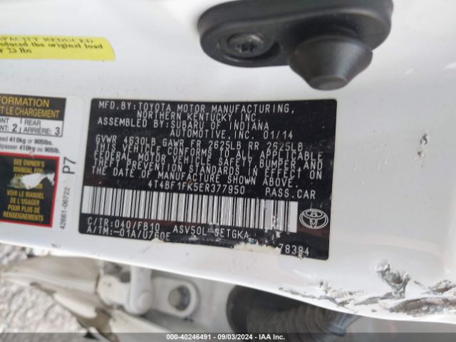 4T4BF1FK5ER377950 Toyota CAMRY XLE
