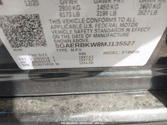 5GAERBKW8MJ135527 Buick Enclave Fwd Essence