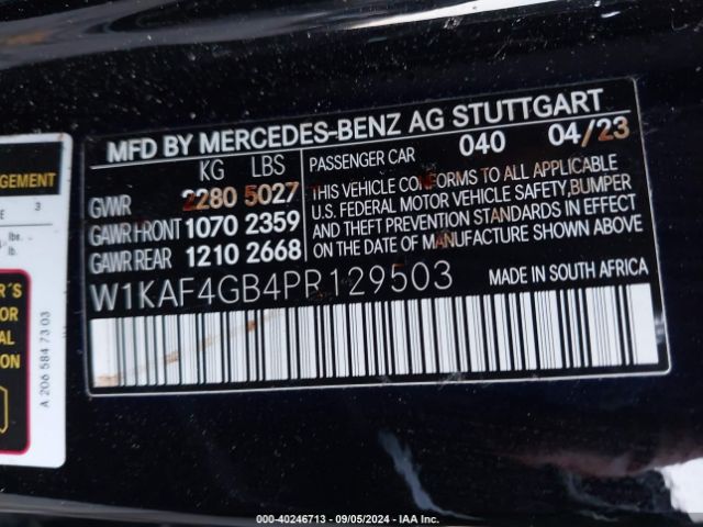 W1KAF4GB4PR129503 Mercedes-Benz C 300 Sedan
