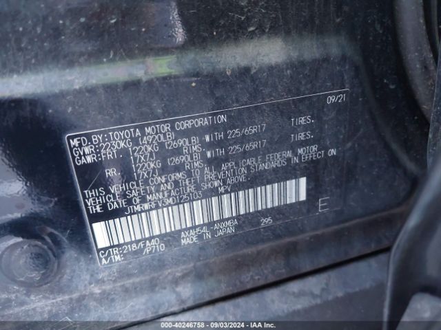 JTMRWRFV3MD125103 Toyota Rav4 Hybrid Xle
