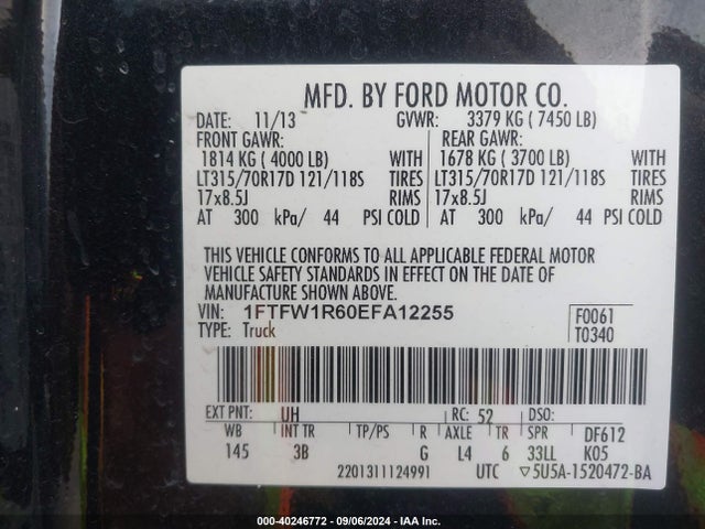Ford F-150 Svt Raptor 2014 1FTFW1R60EFA12255 Image 9