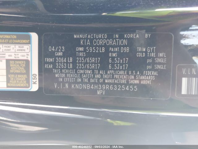 KNDNB4H39R6325455 KIA Carnival Lx
