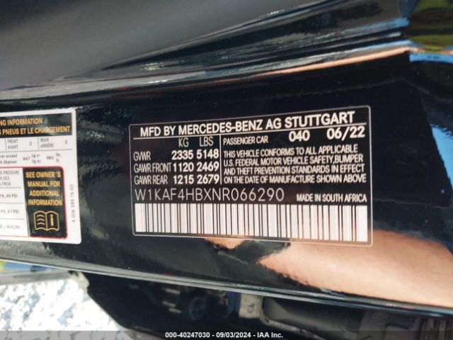 W1KAF4HBXNR066290 Mercedes-Benz C 300 4matic