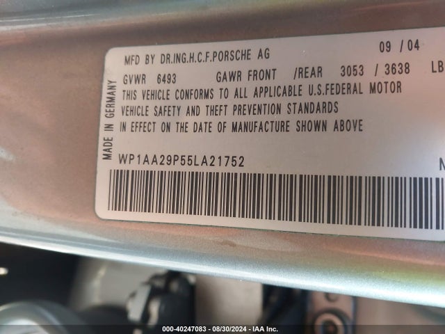 2005 PORSCHE CAYENNE WP1AA29P55LA21752 Photo 8