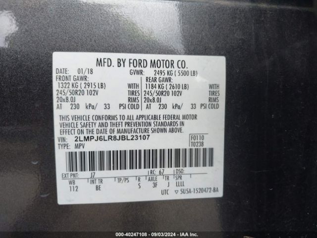 2LMPJ6LR8JBL23107 Lincoln Mkx Reserve