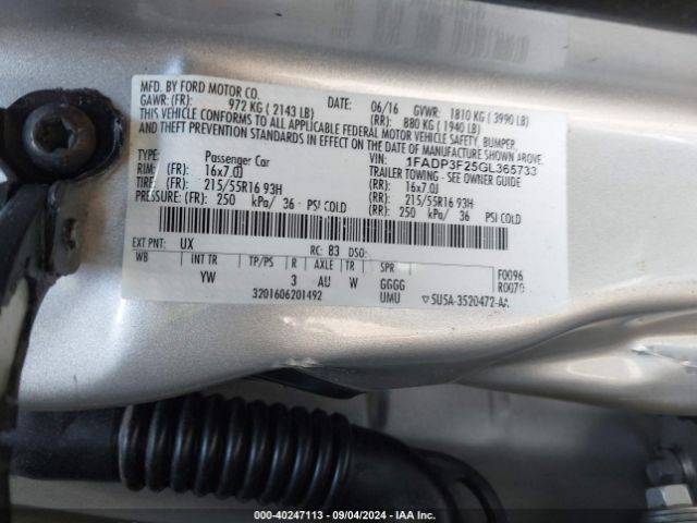 1FADP3F25GL365733 Ford FOCUS SE