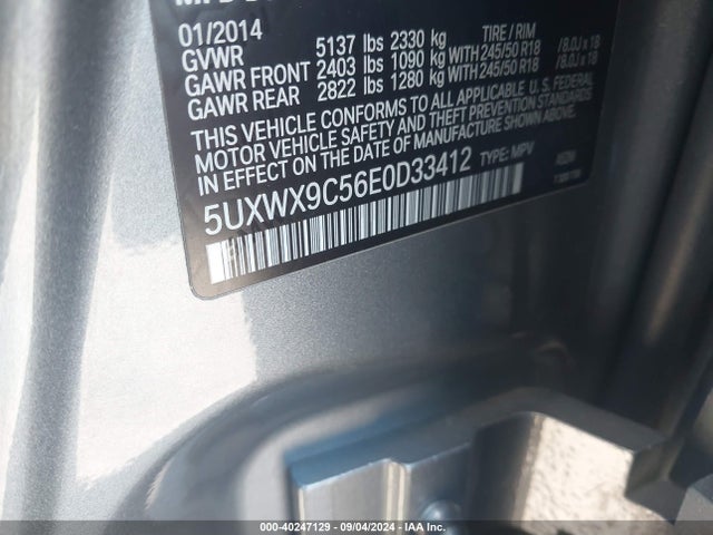 5UXWX9C56E0D33412 BMW X3 Xdrive28i