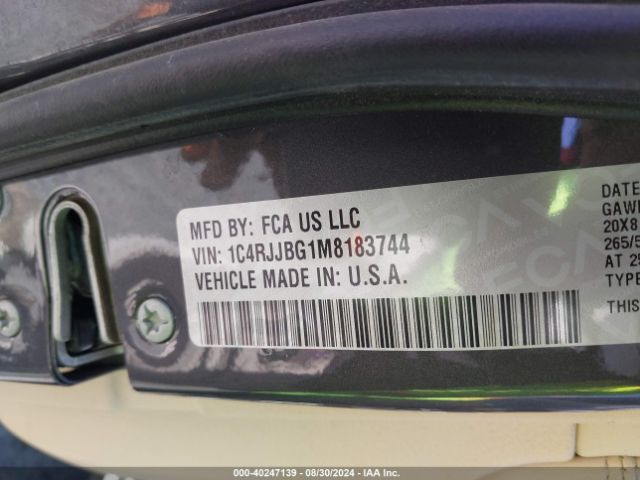 1C4RJJBG1M8183744 Jeep Grand Cherokee L Limited 4x2