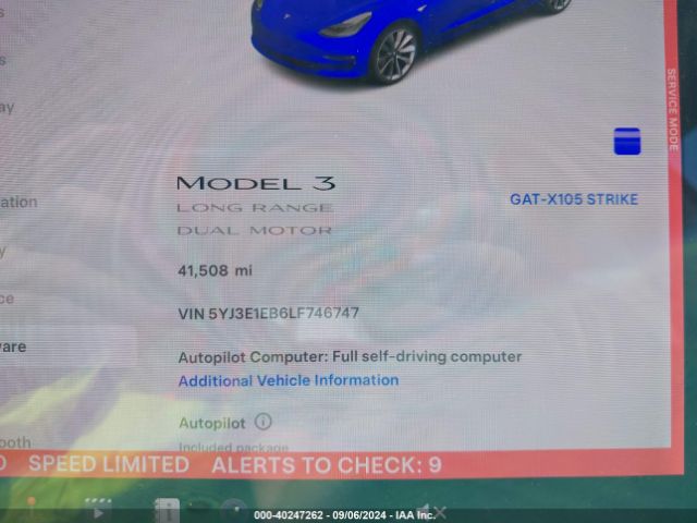 5YJ3E1EB6LF746747 Tesla Model 3 Long Range Dual Motor All-wheel Drive