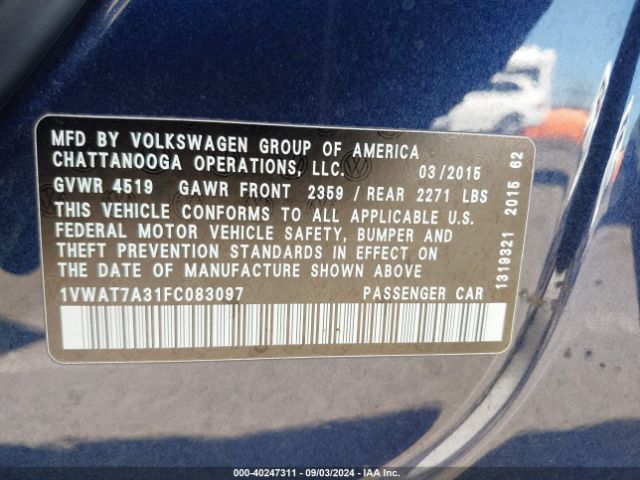 1VWAT7A31FC083097 Volkswagen Passat 1.8t Limited Edition