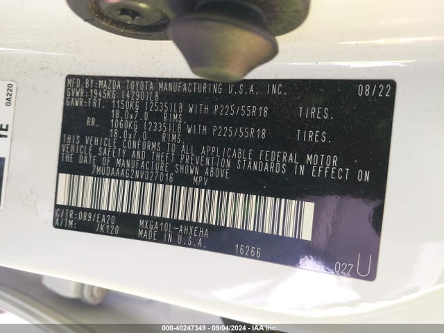 Toyota Corolla Cross Xle 2022 7MUDAAAG2NV027016 Image 9