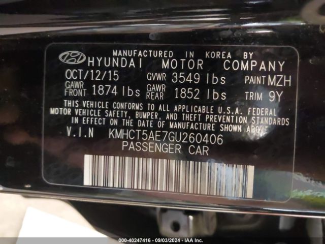 KMHCT5AE7GU260406 Hyundai ACCENT SE