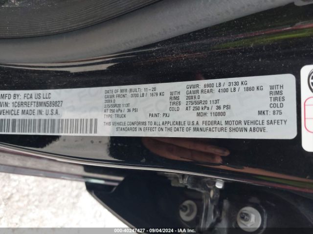 1C6RREFT8MN589827 RAM 1500 Big Horn  4x2 5'7 Box