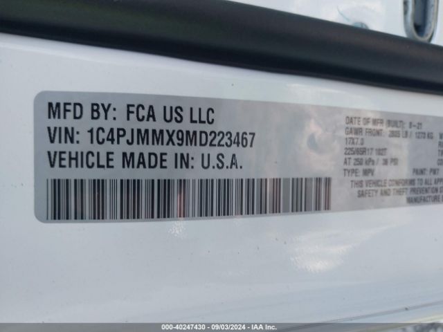 1C4PJMMX9MD223467 Jeep Cherokee Latitude Lux 4x4