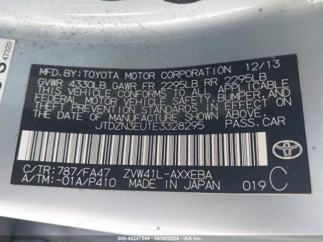 JTDZN3EU1E3328295 Toyota Prius V Three