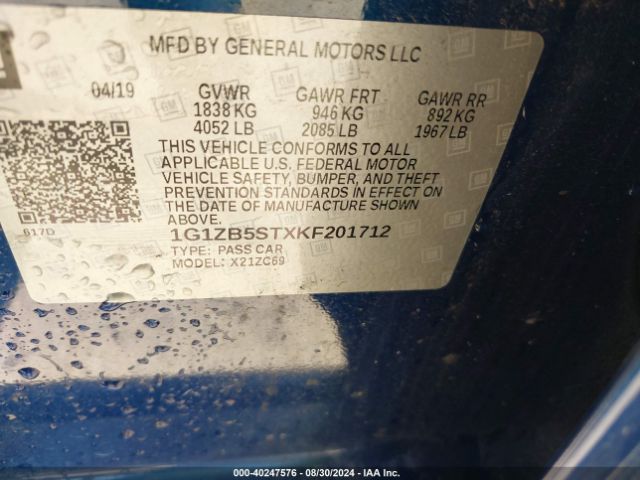 1G1ZB5STXKF201712 Chevrolet Malibu 1ls