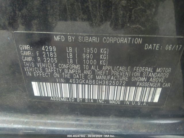 4S3GKAB60H3625072 Subaru Impreza 2.0i Premium