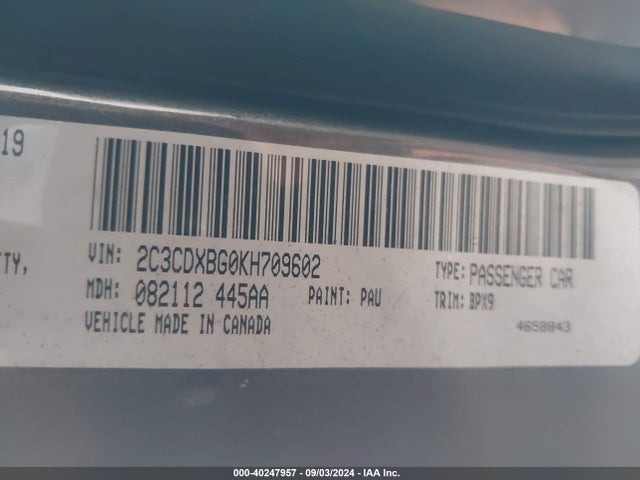 Dodge Charger Sxt Rwd 2019 2C3CDXBG0KH709602 Image 9