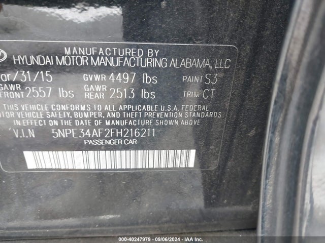 Hyundai Sonata Sport 2015 5NPE34AF2FH216211 Image 9