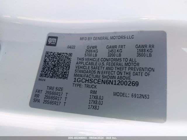 1GCHSCEN6N1200269 Chevrolet Colorado 2wd  Long Box Lt