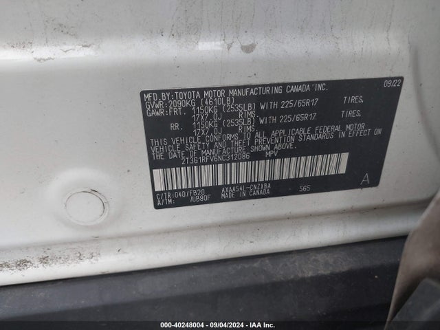 Toyota RAV4 LE 2022 2T3G1RFV6NC312086 Image 9
