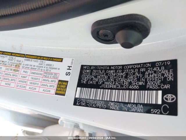 Toyota Corolla Hybrid Le 2020 JTDEBRBE2LJ014686 Image 9