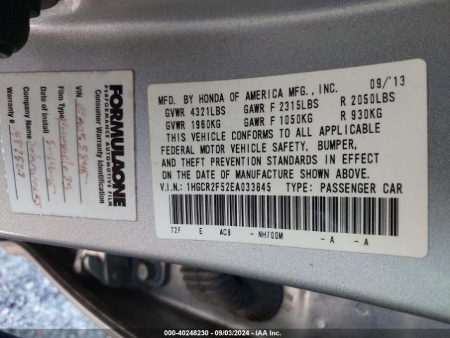 1HGCR2F52EA033845 Honda Accord Sport