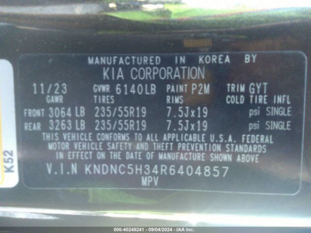 KNDNC5H34R6404857 KIA Carnival Mpv Ex