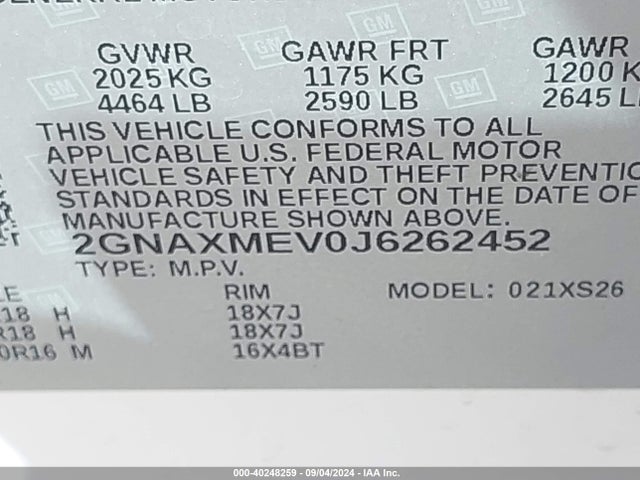 Chevrolet Equinox Premier 2018 2GNAXMEV0J6262452 Image 9