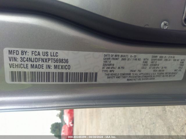 3C4NJDFNXPT569836 Jeep Compass Latitude Lux Fwd