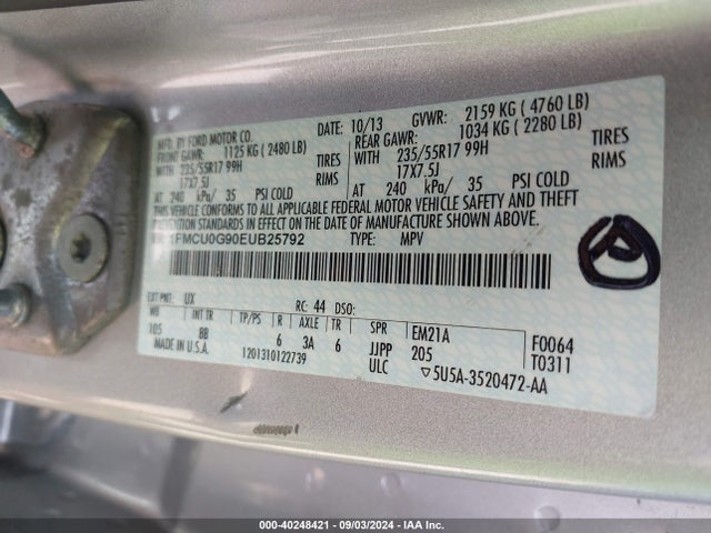 Ford ESCAPE SE 2014 1FMCU0G90EUB25792 Image 9