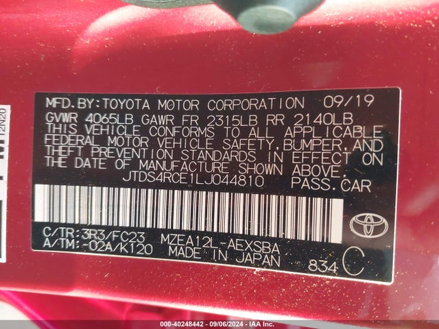 Toyota COROLLA SE 2020 JTDS4RCE1LJ044810 Image 9