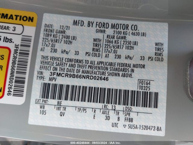 3FMCR9B66NRD02646 Ford Bronco Sport Big Bend