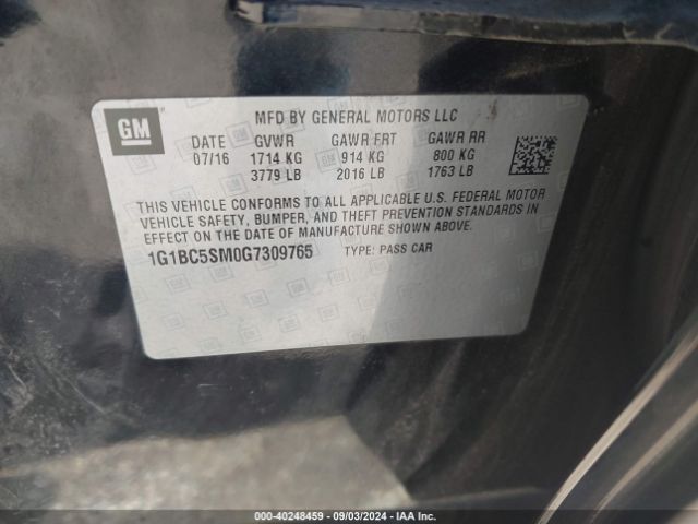 1G1BC5SM0G7309765 Chevrolet Cruze Ls Auto