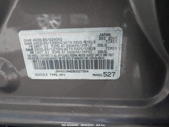 2011 MITSUBISHI OUTLANDER JA4AS3AW2BU027564 Photo 8