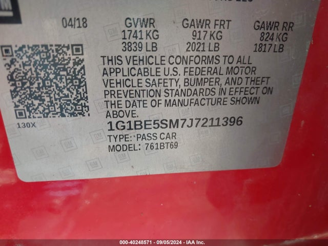 Chevrolet Cruze Lt Auto 2018 1G1BE5SM7J7211396 Image 9