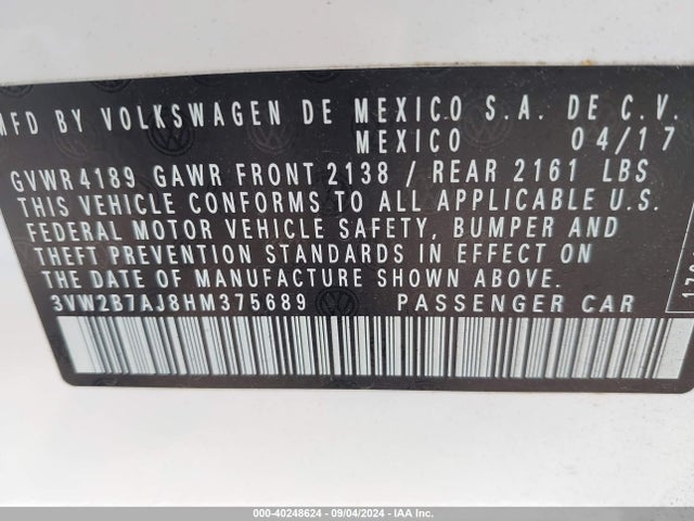 3VW2B7AJ8HM375689 Volkswagen Jetta 1.4t S