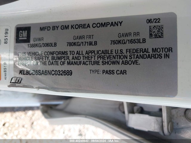 Chevrolet Spark Fwd Ls Automatic 2022 KL8CB6SA6NC032689 Image 9