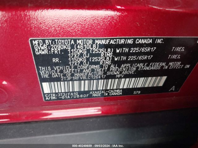 2T3P1RFV8LC126417 Toyota Rav4 Xle