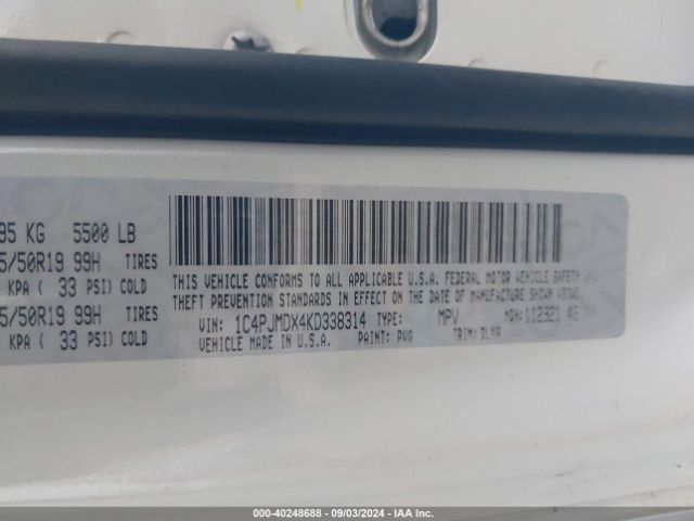 1C4PJMDX4KD338314 Jeep Cherokee High Altitude 4x4