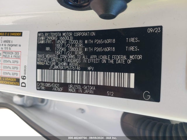 JTJAM7BX1P5376146 Lexus 460 Premium