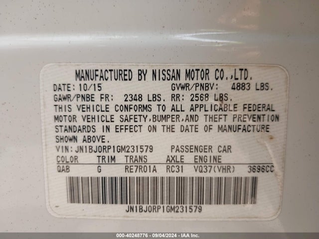 JN1BJ0RP1GM231579 Infiniti QX50