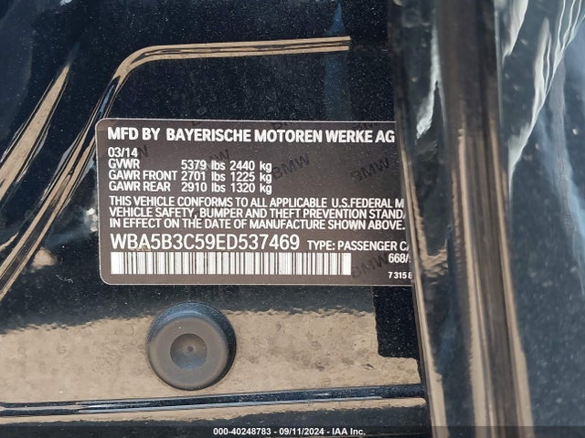 Продаж на аукціоні авто 2014 Bmw 535i Xdrive, vin: WBA5B3C59ED537469, номер лоту: 40248783