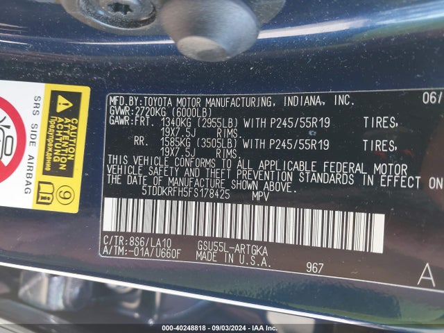 5TDDKRFH5FS178425 Toyota Highlander Limited V6
