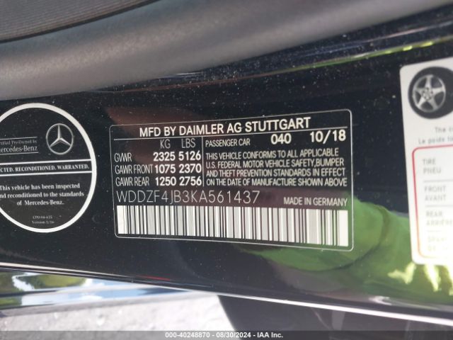 WDDZF4JB3KA561437 Mercedes-Benz E 300