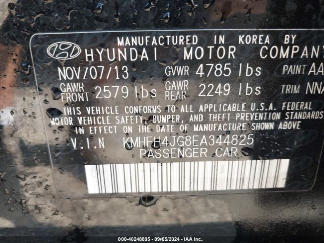 KMHFH4JG8EA344825 Hyundai Azera Limited