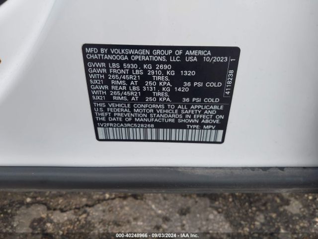 1V2FR2CA3RC528268 Volkswagen Atlas 2.0t Sel Premium R-line