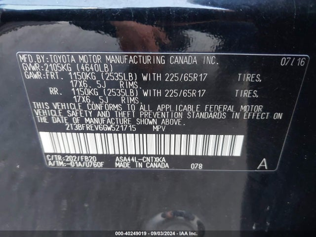Toyota RAV4 LE 2016 2T3BFREV6GW521715 Image 9