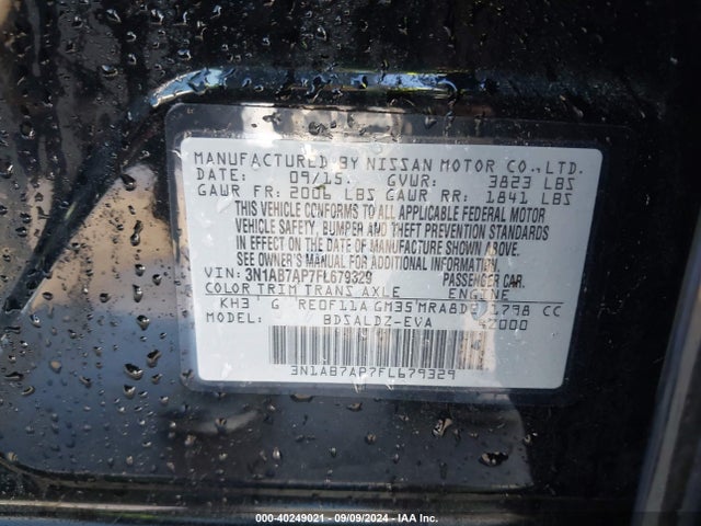 Nissan SENTRA SV 2015 3N1AB7AP7FL679329 Image 9