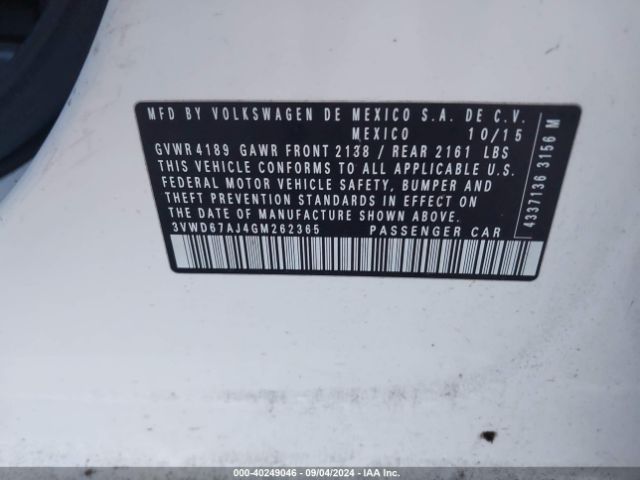 3VWD67AJ4GM262365 Volkswagen Jetta 1.4t Se